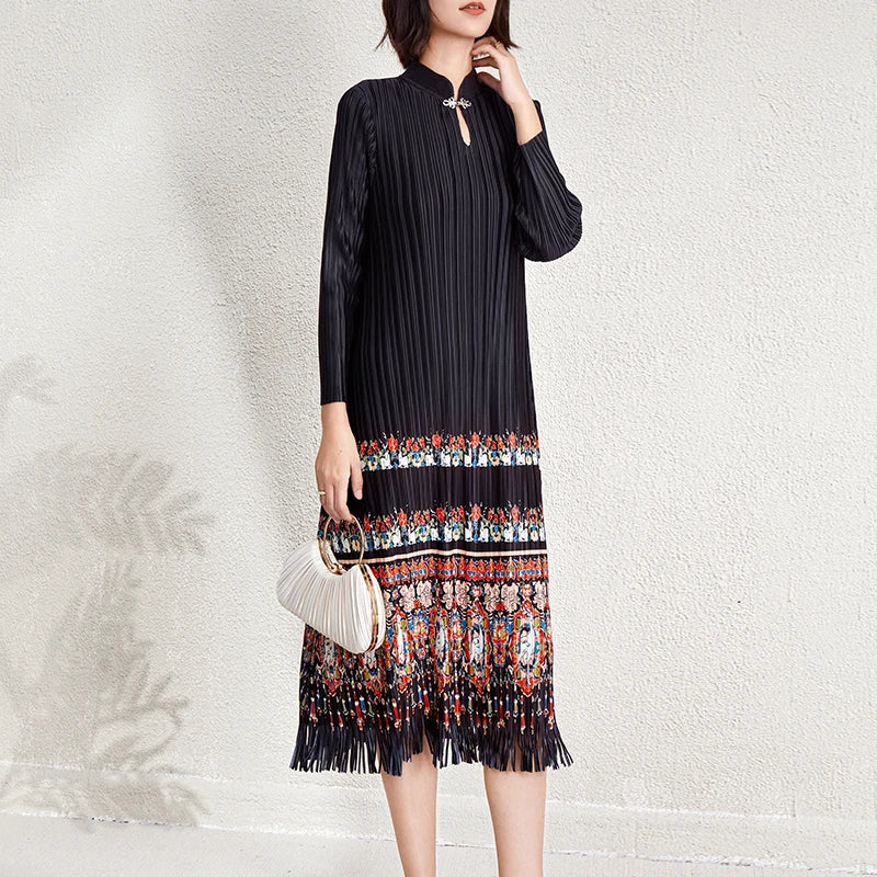 Ladies Dresses 2025 Elegant Casual Dresses Miyake Pleated Dresses