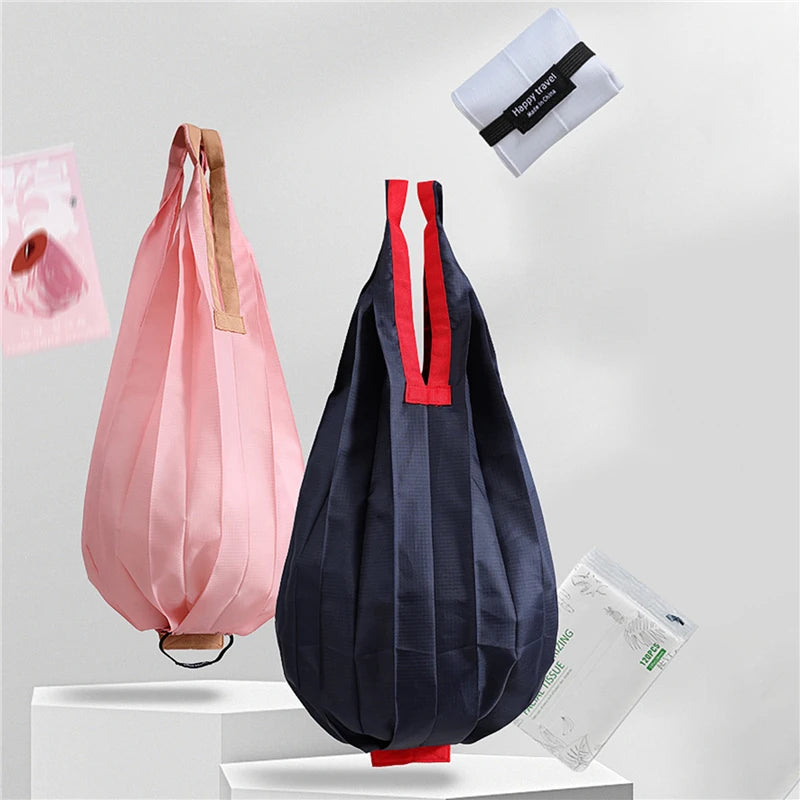 Reusable Shopping Bags Large Portable Eco-Friendly Foldable Shoulder Bag Handbag Pocket Totes Bag Folding Grocery Pouches