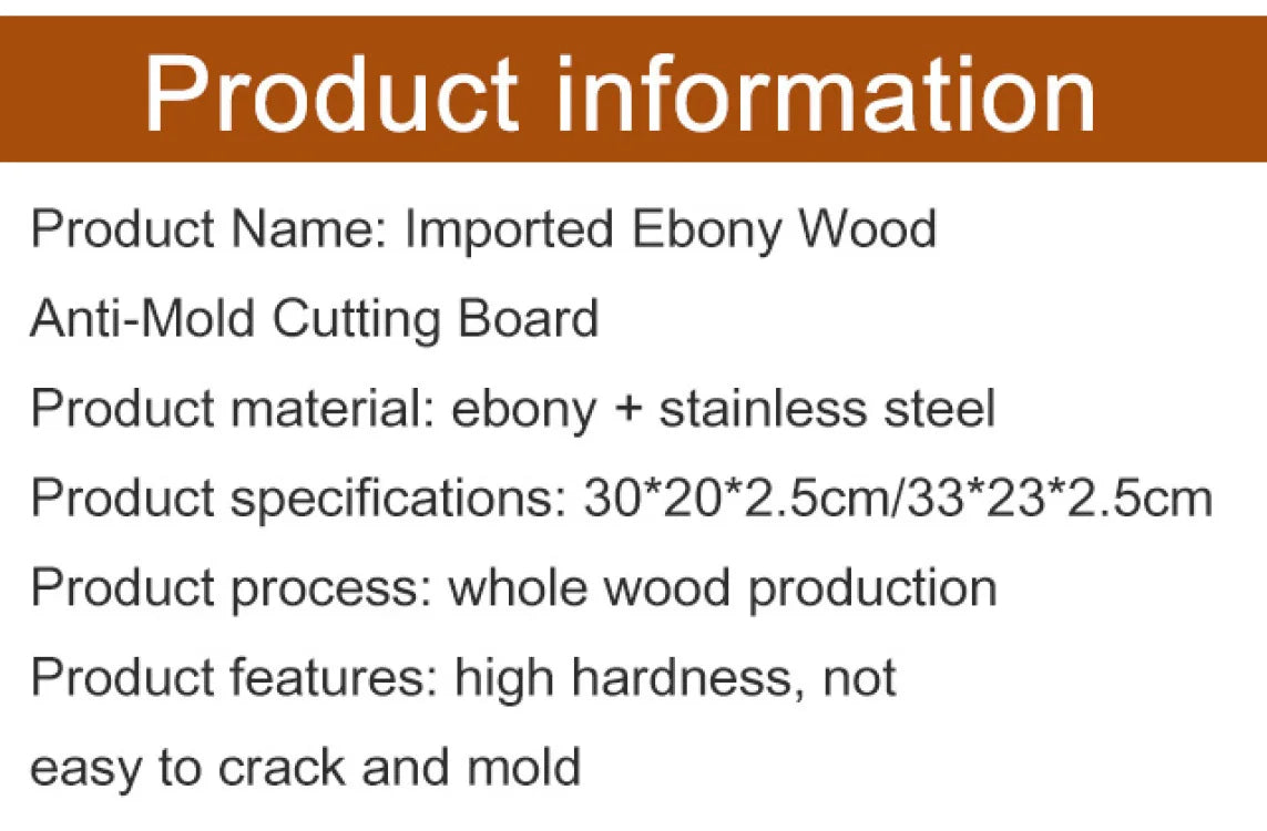 Ebony Household Chopping Board Antibacterial And Mildew-Proof Household Solid Wood Chopping Board Kitchen Special Double-Sided