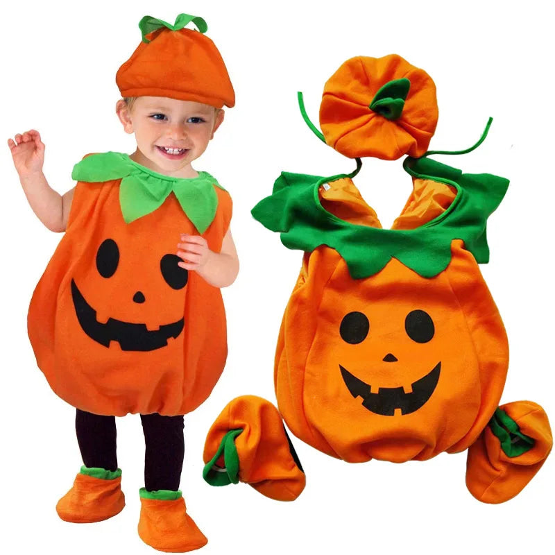 Halloween Costume for Kids Cute Pumpkin Jumpsuit with Hat and Shoe Cover Cotton Filled  Cosplay Performance Wear for Children's