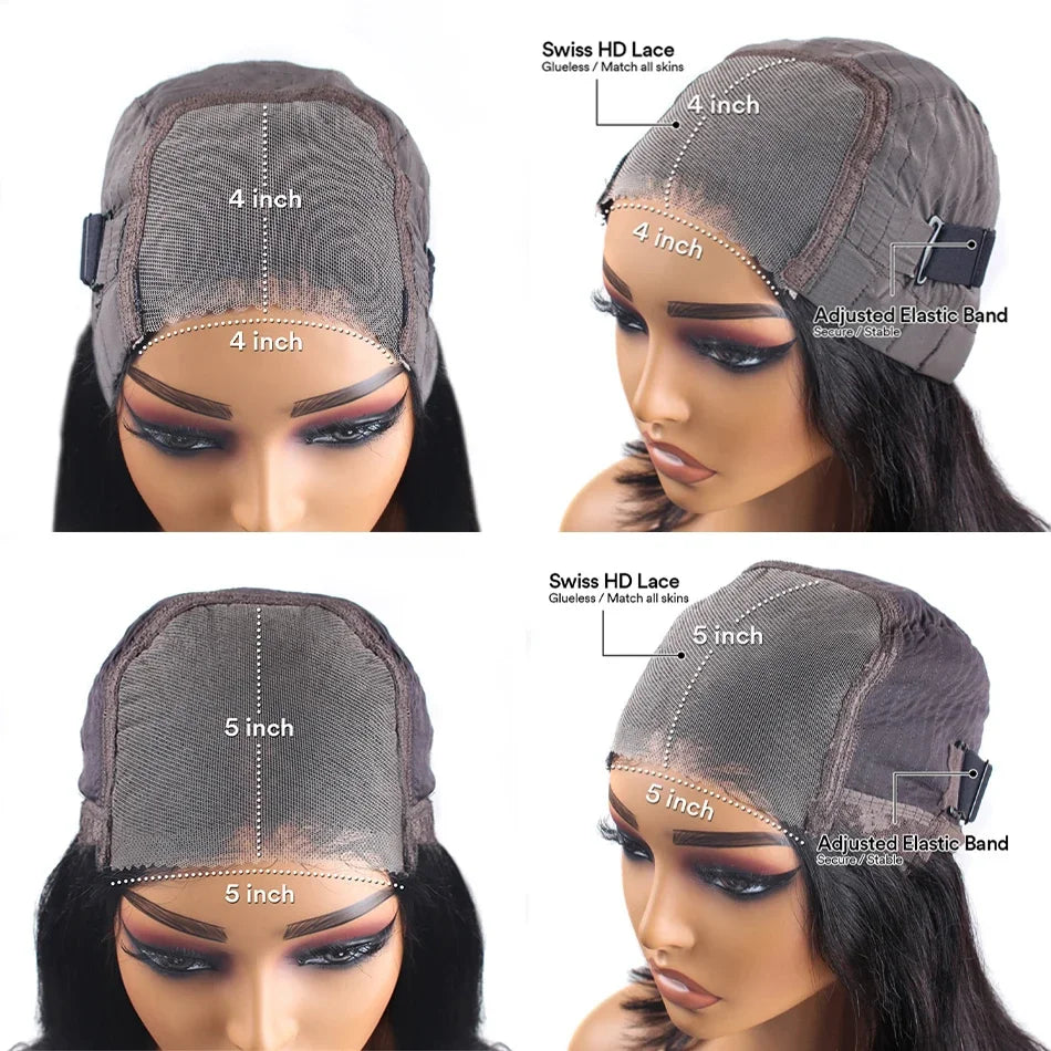 Glueless Wigs Human Hair Ready To Wear Bone Straight Lace Front Wigs Human Hair 4x4 5x5 Pre Cut Hd Lace Closure Wigs For Women