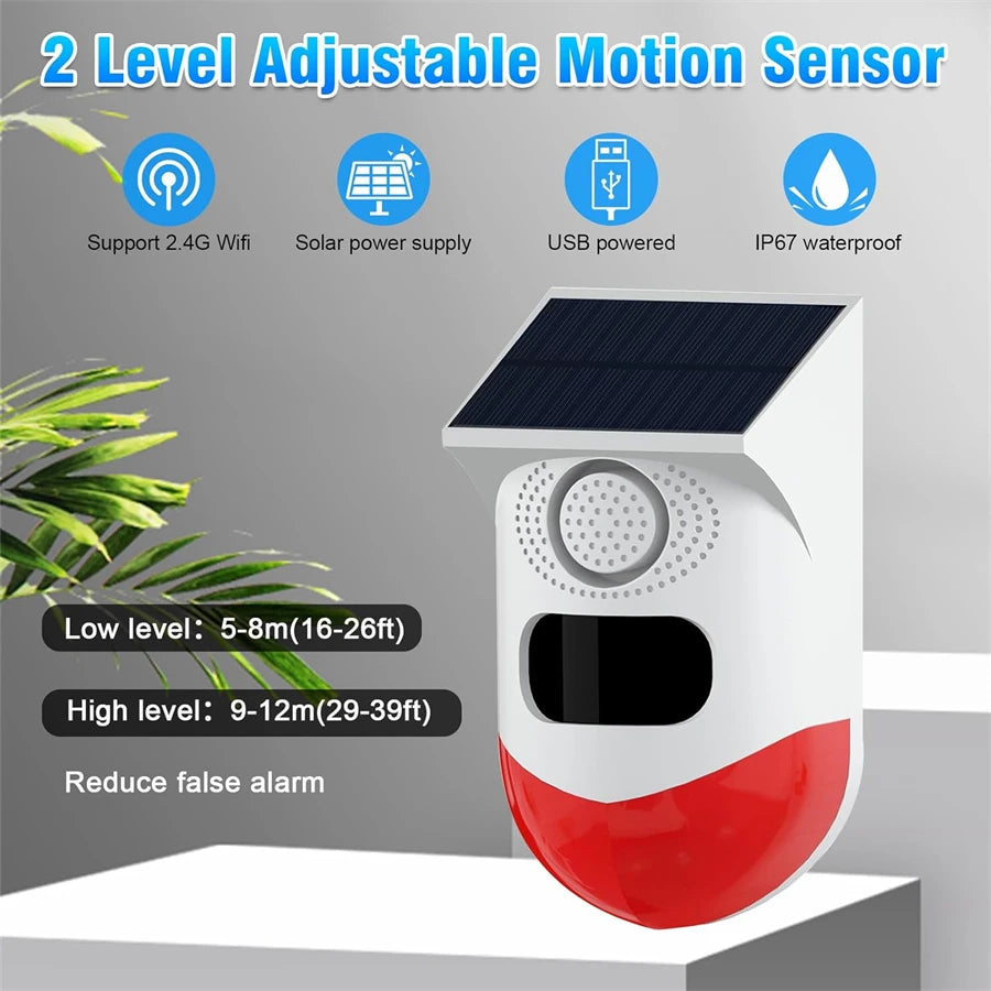 Smart Tuya Home Security WIFI APP Control PIR Sensor Alarm Detector Waterproof 120db Loud Sound Security Siren Strobe Light