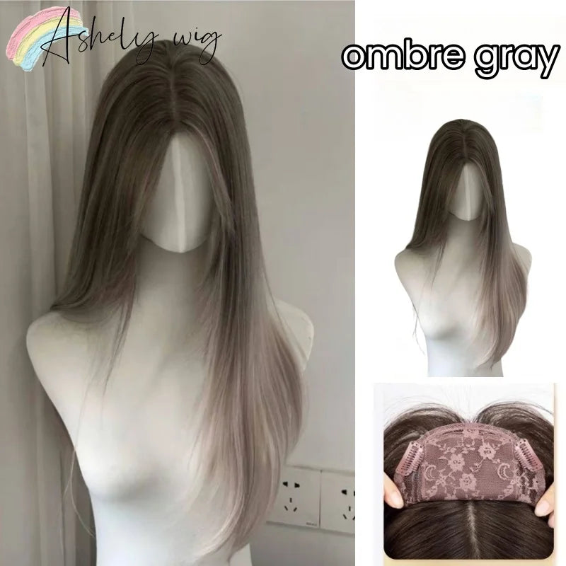 Wig for Women Black Long Straight Top Wig Pieces Hair Growth Volume No Need To Wear Wig Cap Hair Replacement False Bangs