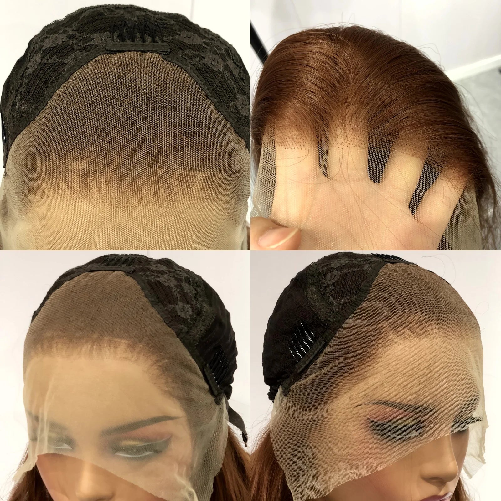 Ginger Brown Wig Long Curly Wavy Synthetic Middle Part Loose Deep Wave Auburn Colored 13X4 Frontal Wigs for Women Daily Party