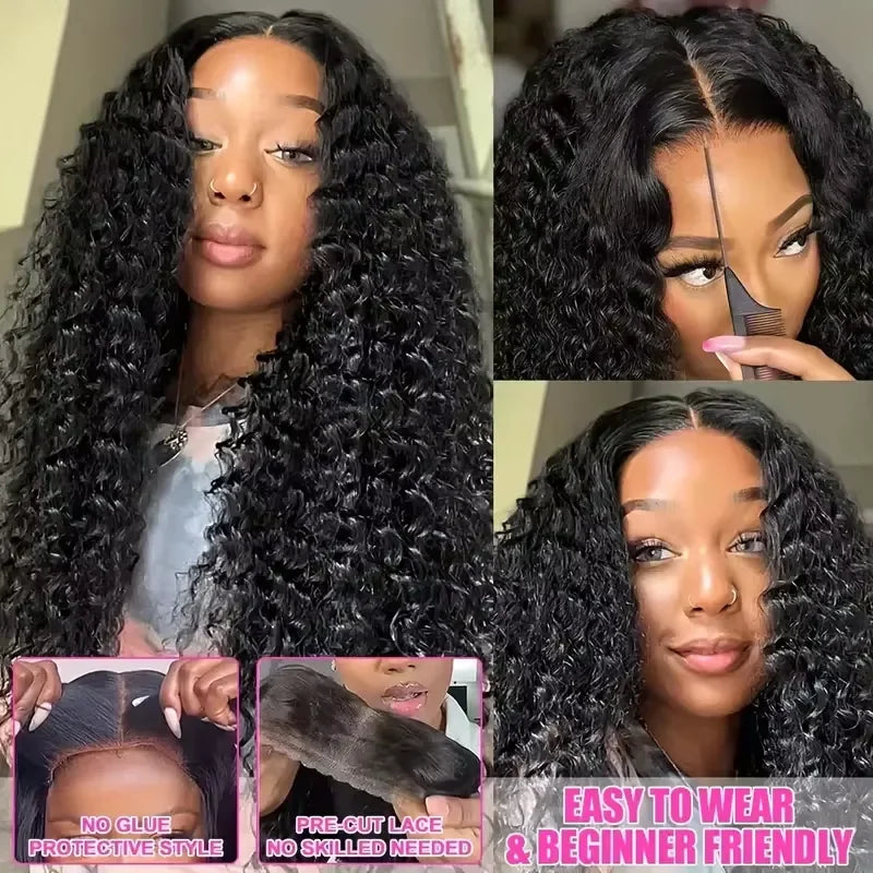 Wear And Go Kinky Curly Wig 7x5 6x4 Glueless Human Hair Wig Ready To Go Human Hair Lace Closure Glueless Wigs Pre Cut No Glue