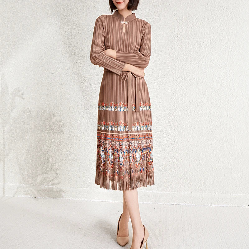 Ladies Dresses 2025 Elegant Casual Dresses Miyake Pleated Dresses