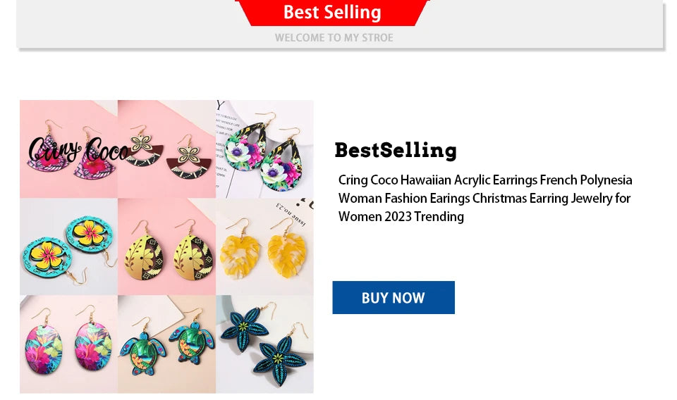 Hawaiian Acrylic Australia Designer Earrings Earring Accessories African Polynesian Jewelry Earring Women's Earrings for Women