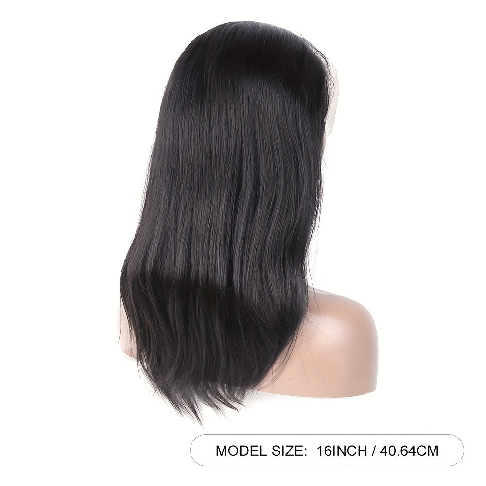 Straight Human Hair Wigs With Bangs Brazilian Put On And Go None Lace Front Wigs For Women Glueless Full Machine Made Wigs 150% Density Natural Color