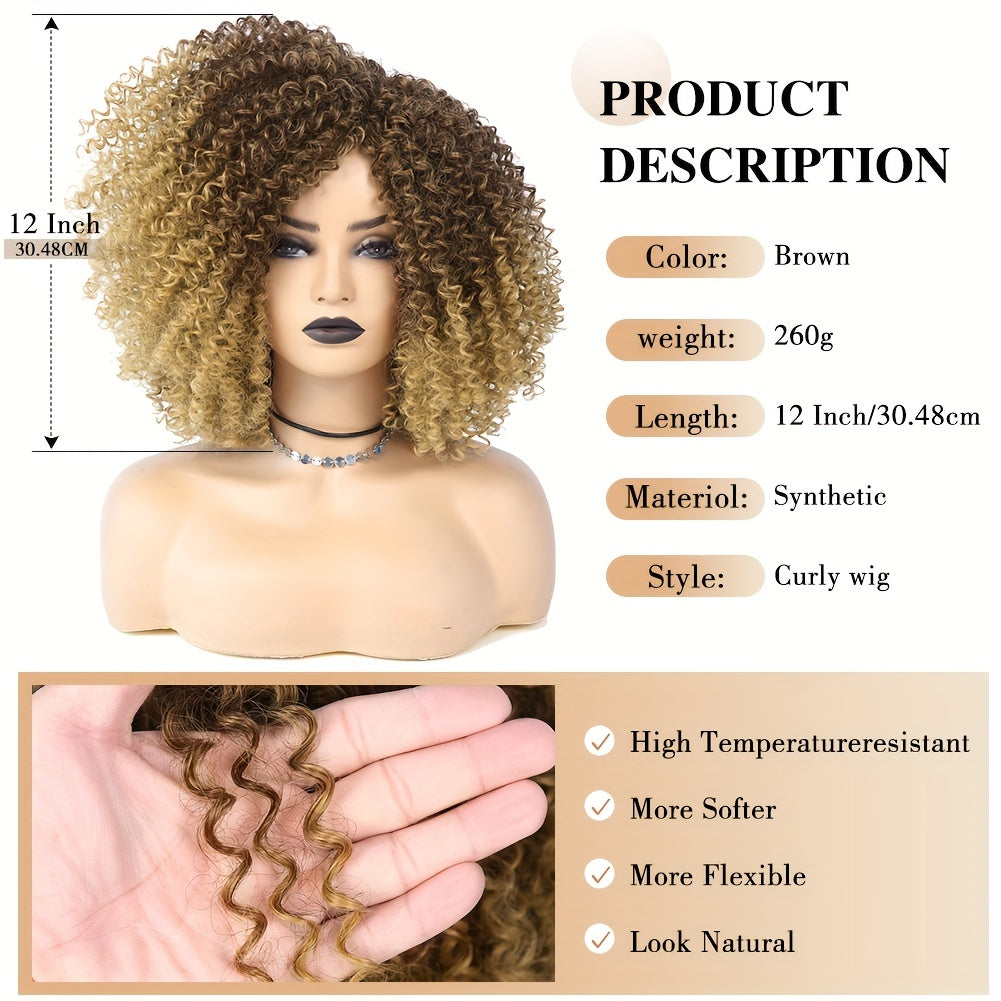 Afro Kinky Curly Wigs Short Afro Kinky Curly Wigs For Women Synthetic Heat Resistant Hair Replacement Wig For Cosplay Party Daily Use