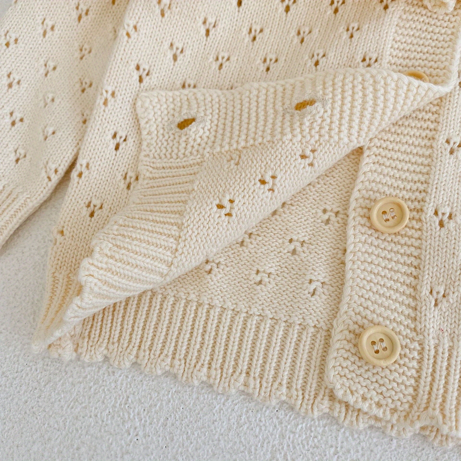 Girls' Jacquard Knit Ruffle Collar Button Long Sleeve Sweater Coat for Fall/Winter Outfits