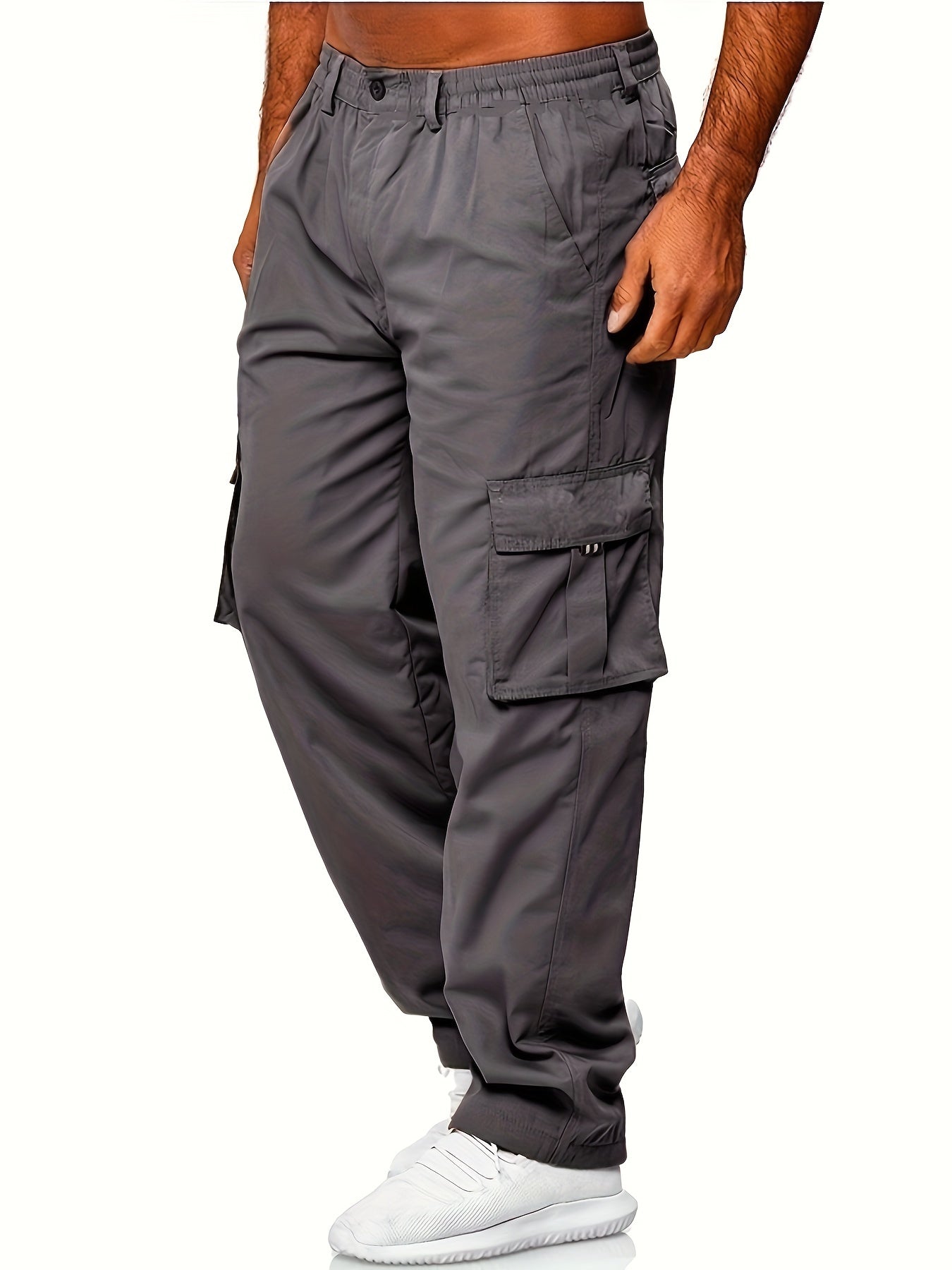 Mens Lightweight Cargo Jogger Pants - Fashionable & Flexible with Secure Flap Pockets - Comfortable Loose Fit for All-Season Casual Wear