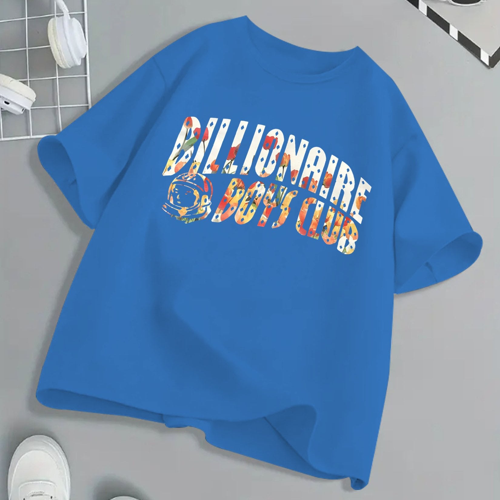 Billionaire Boys Club Floral Print T-Shirt - Bright Yellow, Kids' Summer Essential, 100% Cotton, Loose Fit, Casual Crew Neck, Short Sleeve, Machine Washable, Children's Playwear | Vibrant Kids Fashion | Breathable Fabric, Twe