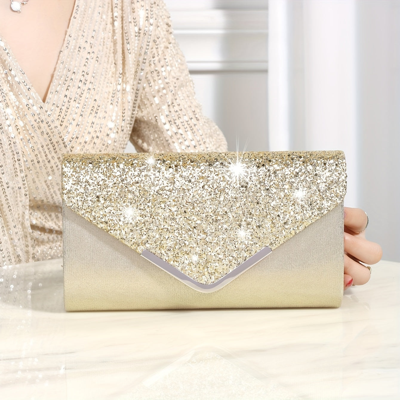 Shining And Charming Ladies' Evening Dress Bag, Fashionable And Elegant Luxury Hand-held Bag And Envelope Bag, Gorgeous Evening Bags For Women's Birthday Parties, Weddings, Dances, And Banquets