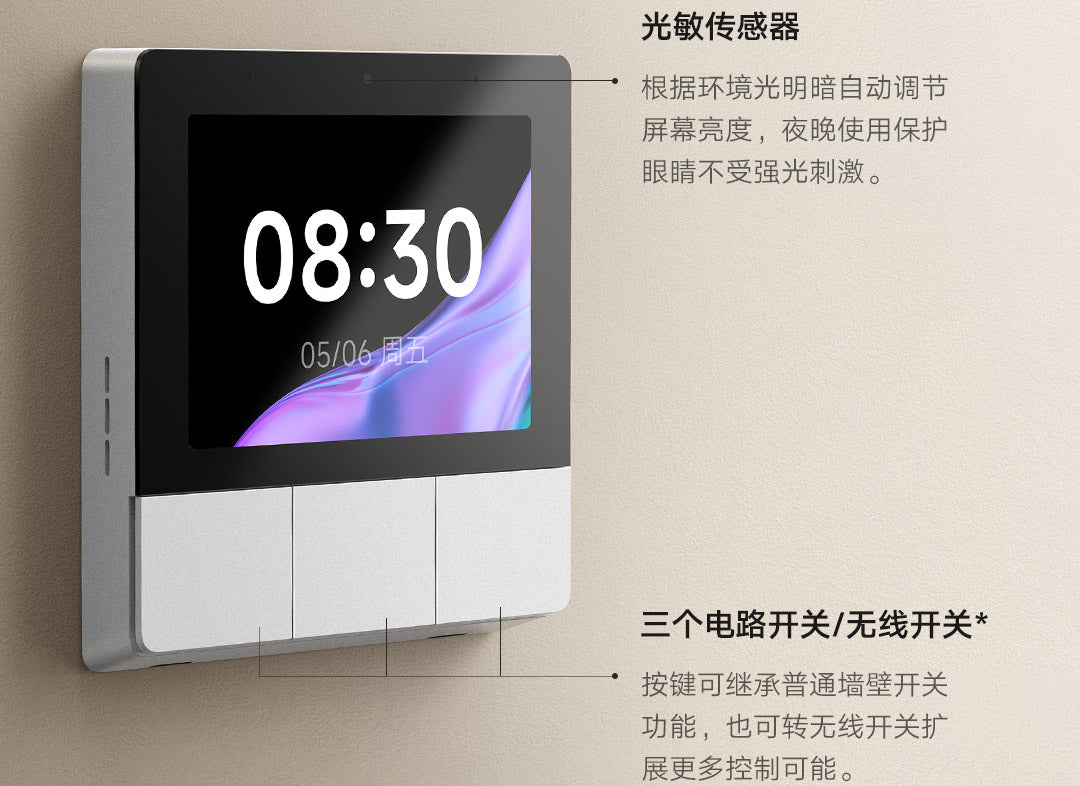 Xiaomi Smart Home Panel 3.32 inch Touch Screen Bluetooth Mesh Gateway Traditional 86 spec UI Custom Interaction Work with mihome