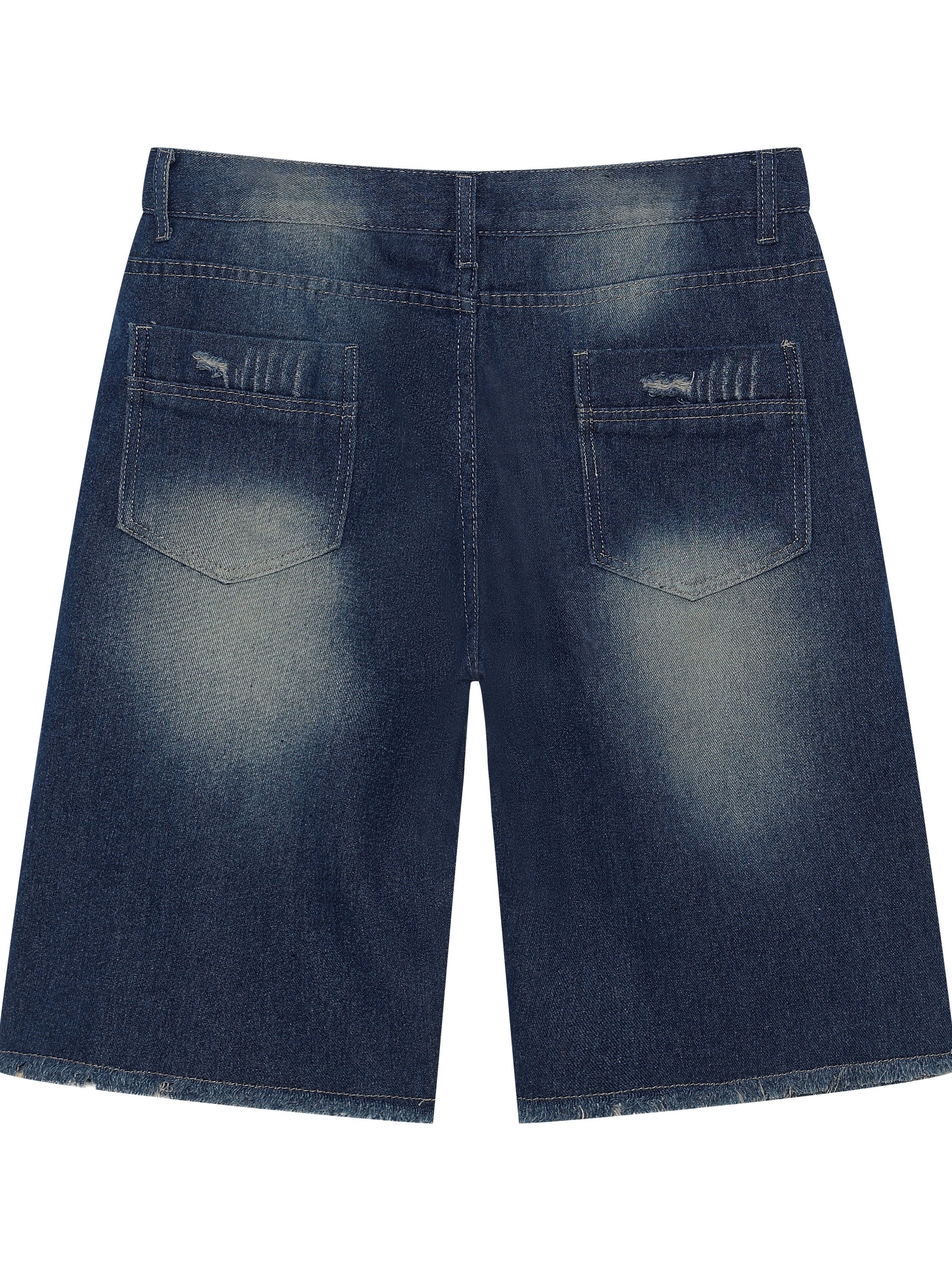 Ripped Avenue Mens Distressed Denim Shorts - Casual Street Style, All-Season Match, Summer Coolness, Comfortable Fit, Trendy Design