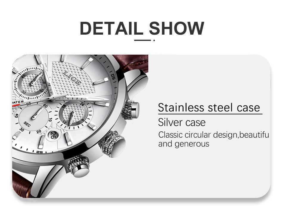 Watches Mens 2022 LIGE Top Brand Luxury Casual Leather Quartz Men's Watch Business Clock Male Sport Date Chronograph