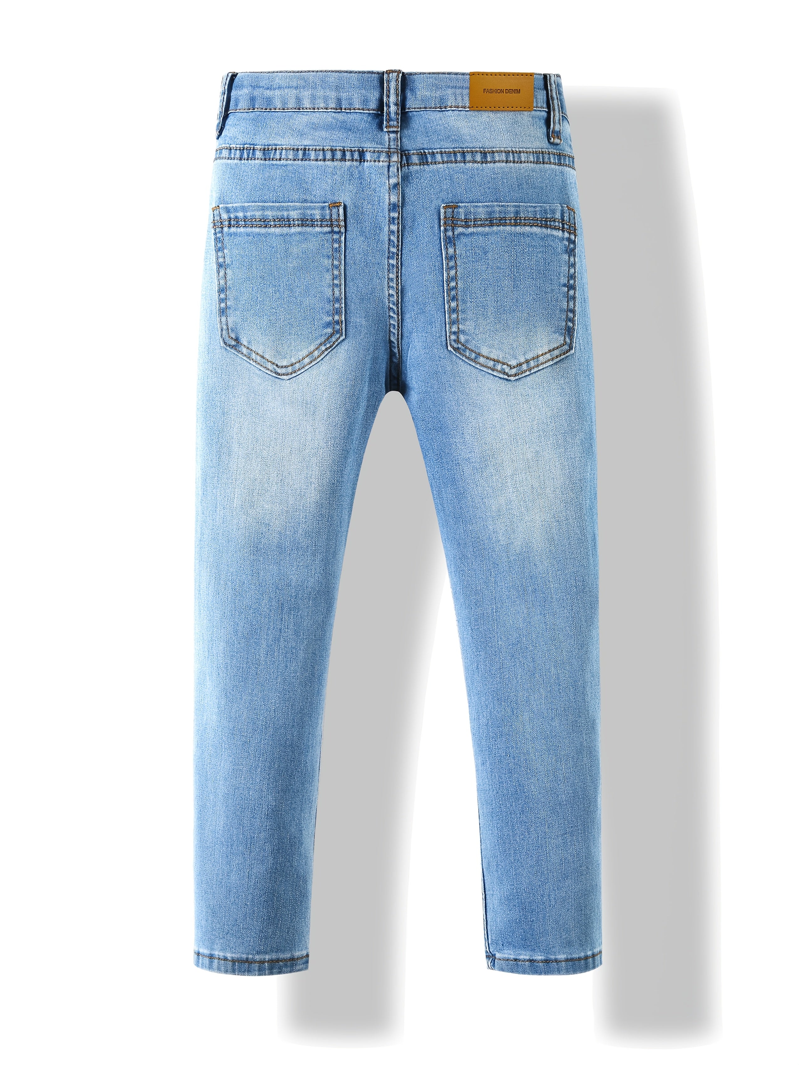 Girls' Rhinestone Embellished Stretch Denim Jeans - Cute & Comfortable Regular Fit with Elastic Waistband, All-Season Casual Wear for Kids, Cute Jeans, Kids Fashion, Comfortable Kids Wear