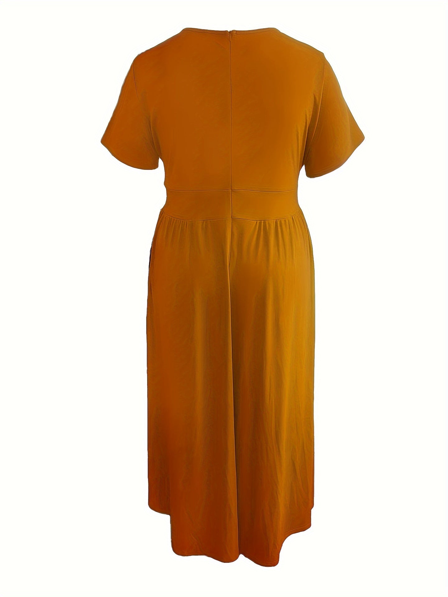 [Elegant Maxi Dress] Elegant Plus Size Solid Maxi Dress | Women's Medium Stretch Long Dress