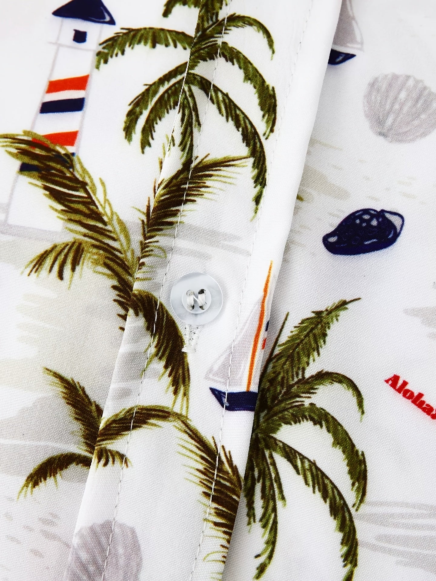 Mens Palm Tree & Lobster Paradise Short Sleeve Hawaiian Shirt - Lightweight, Comfortable, Perfect for Summer Beach Vacations