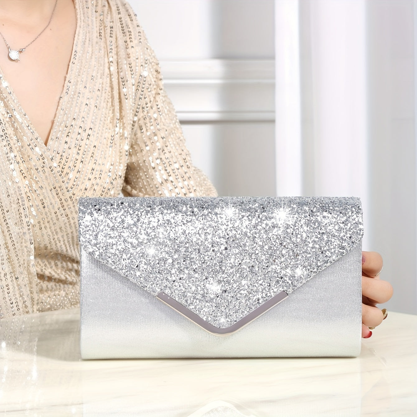 Shining And Charming Ladies' Evening Dress Bag, Fashionable And Elegant Luxury Hand-held Bag And Envelope Bag, Gorgeous Evening Bags For Women's Birthday Parties, Weddings, Dances, And Banquets