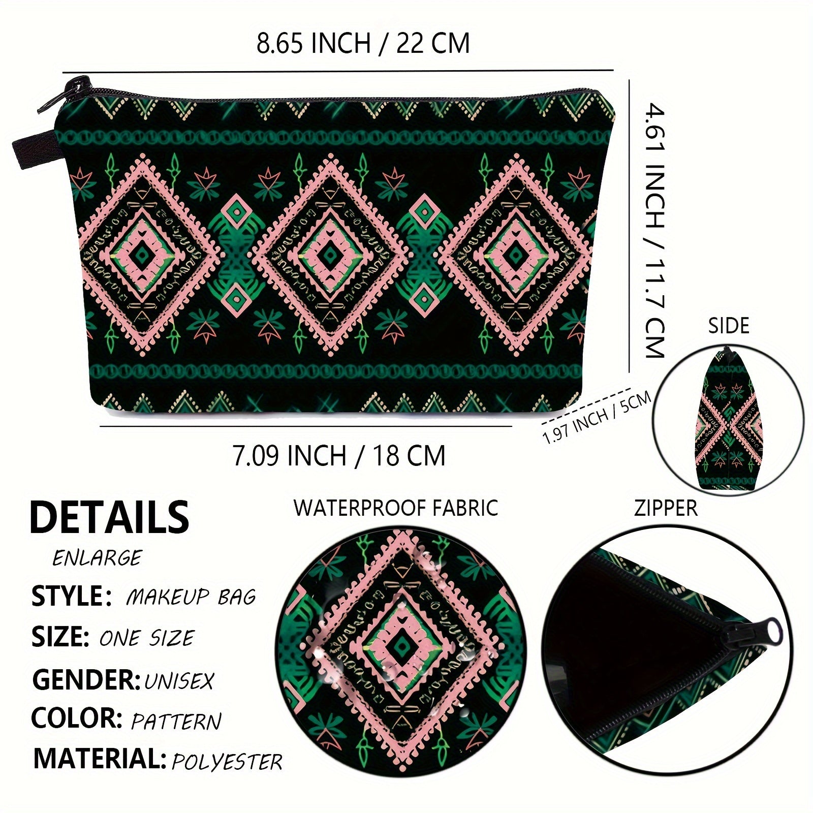 1 Piece Makeup Bag For Women, Aztec Travel Toiletry Pouch With Zipper Travel Packing Bag Small Cosmetic Bags Accessory Organizer For Women