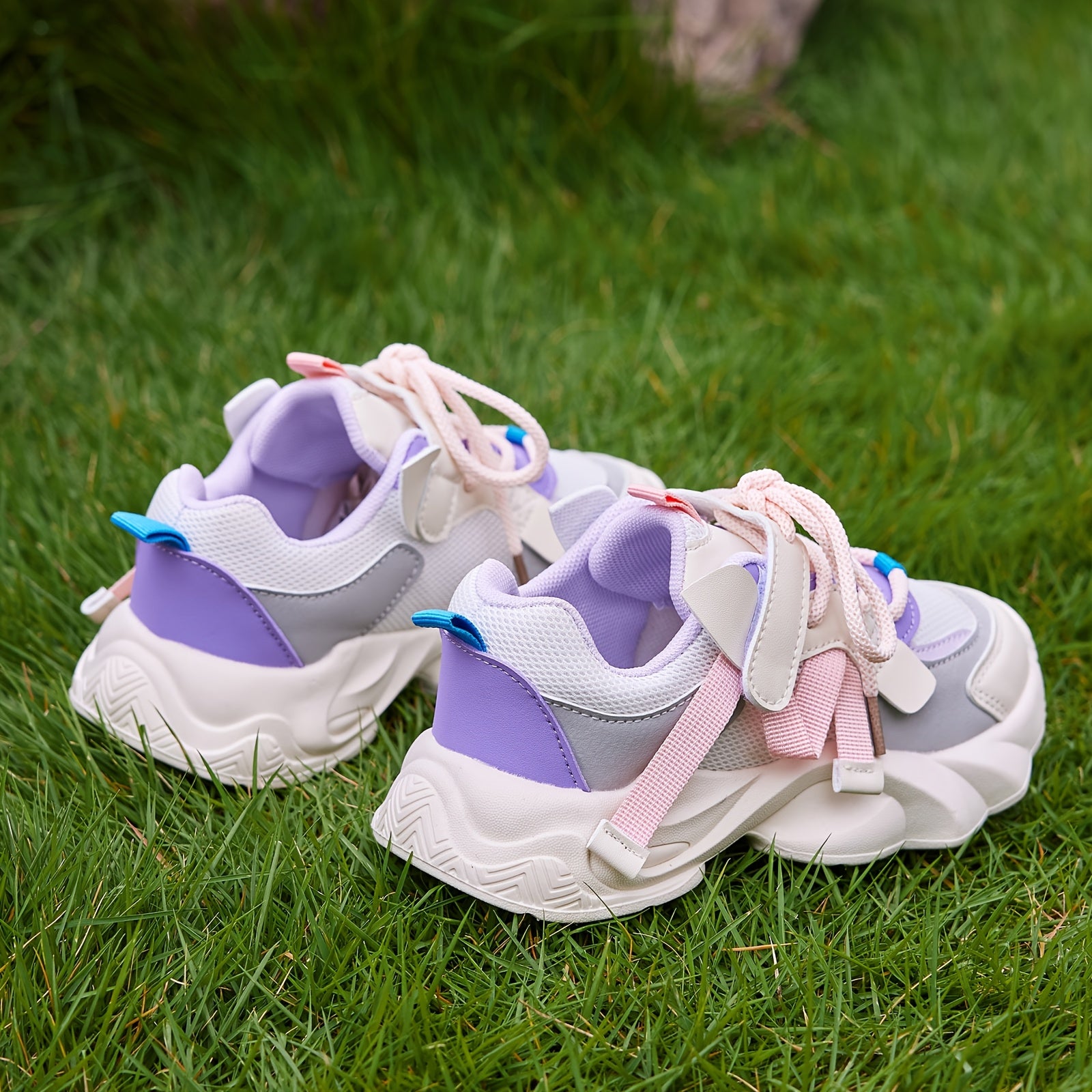 Kids' Fashion Sneakers, Breathable Lightweight Non-Slip Athletic Running Shoes, Solid Color & Stripes, Low Top Fabric Upper with PU Inner, Rubber Sole, with Adjustable Strap Closure, for Boys & Girls, All-Season Round Toe Spo