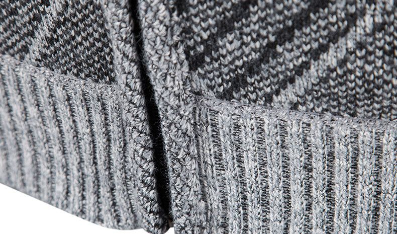 Mens Diamond Plaid Cardigan - Stylish Casual with Refined Stand Collar - Luxuriously Plush & Cozy Warm Knit Zip Up - Eye-Catching Design