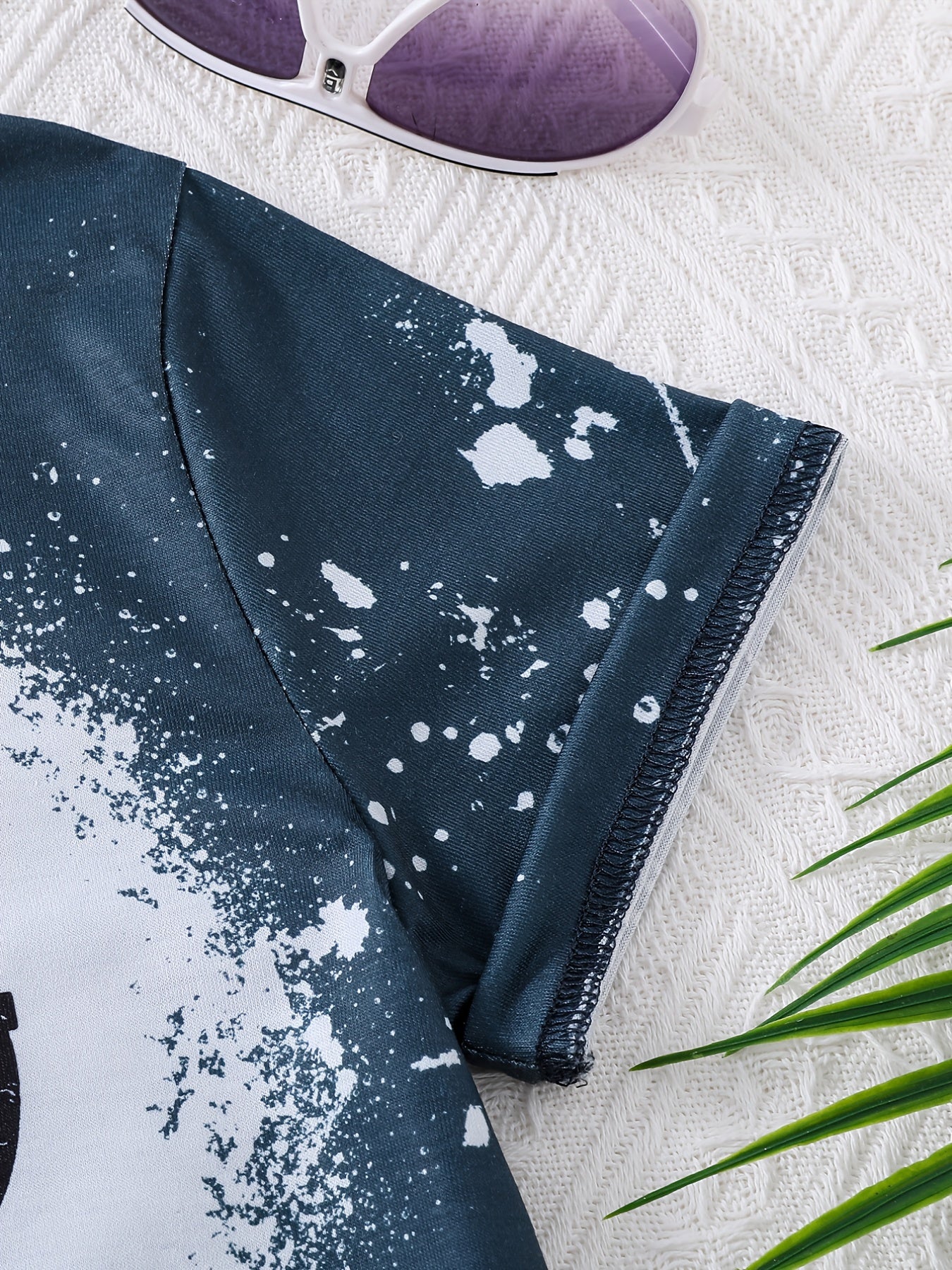 Trendy Girls' Coconut Tree Graphic Tees - Round Neck, Casual, Summer Clothes, Comfortable, Vibrant Colors, Fun Sunglasses Design, Teen Kids Fashion Top