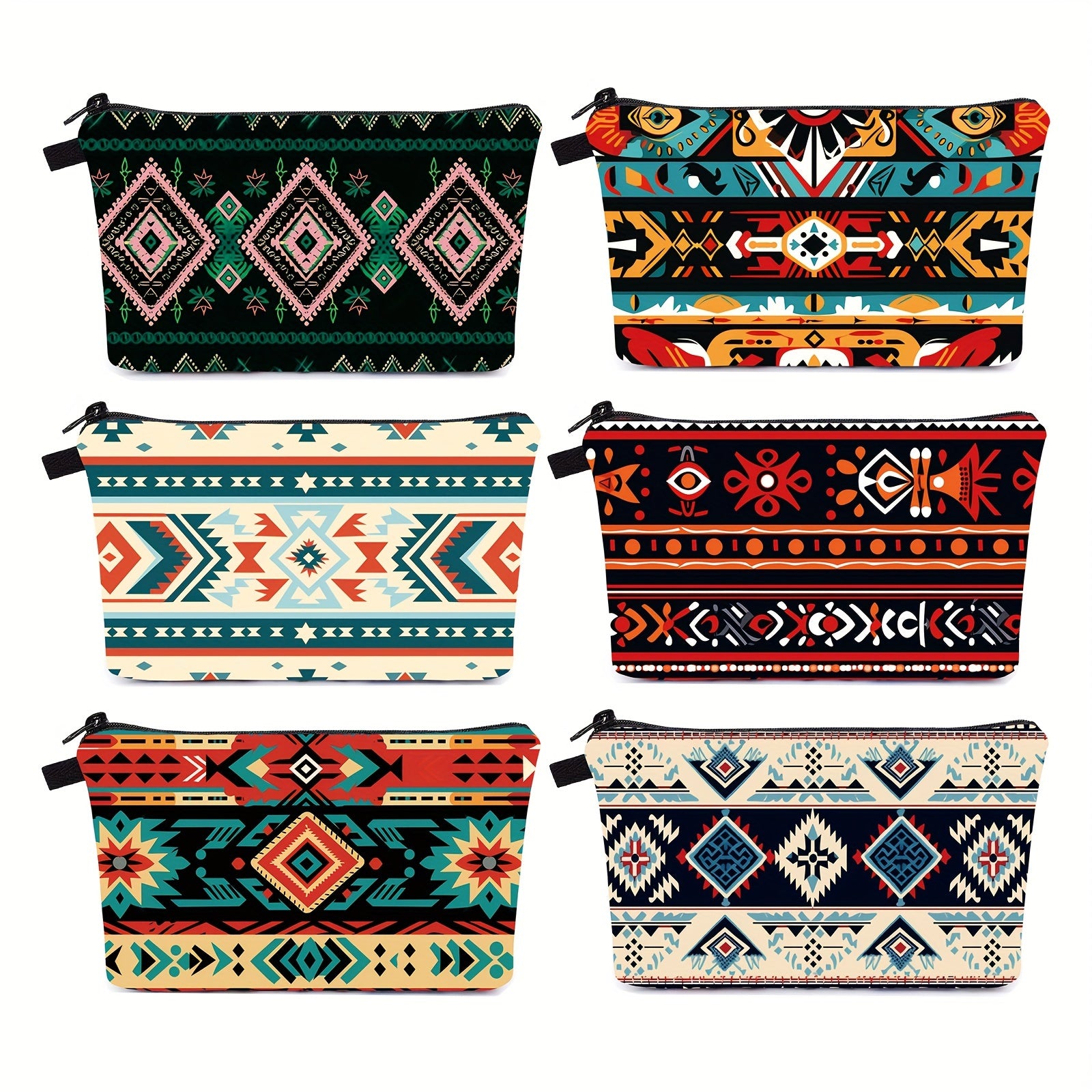 1 Piece Makeup Bag For Women, Aztec Travel Toiletry Pouch With Zipper Travel Packing Bag Small Cosmetic Bags Accessory Organizer For Women