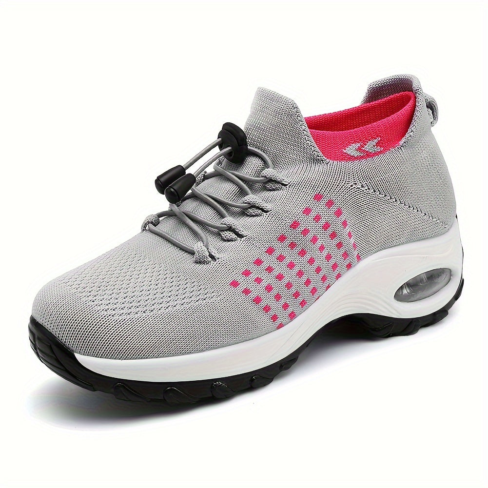 Women's Breathable Mesh Walking Shoes with Air Cushion - Comfortable Slip-On Sneakers, Black & Teal, Orthopedic Support for Nursing & Casual Wear, Ladies Shoes