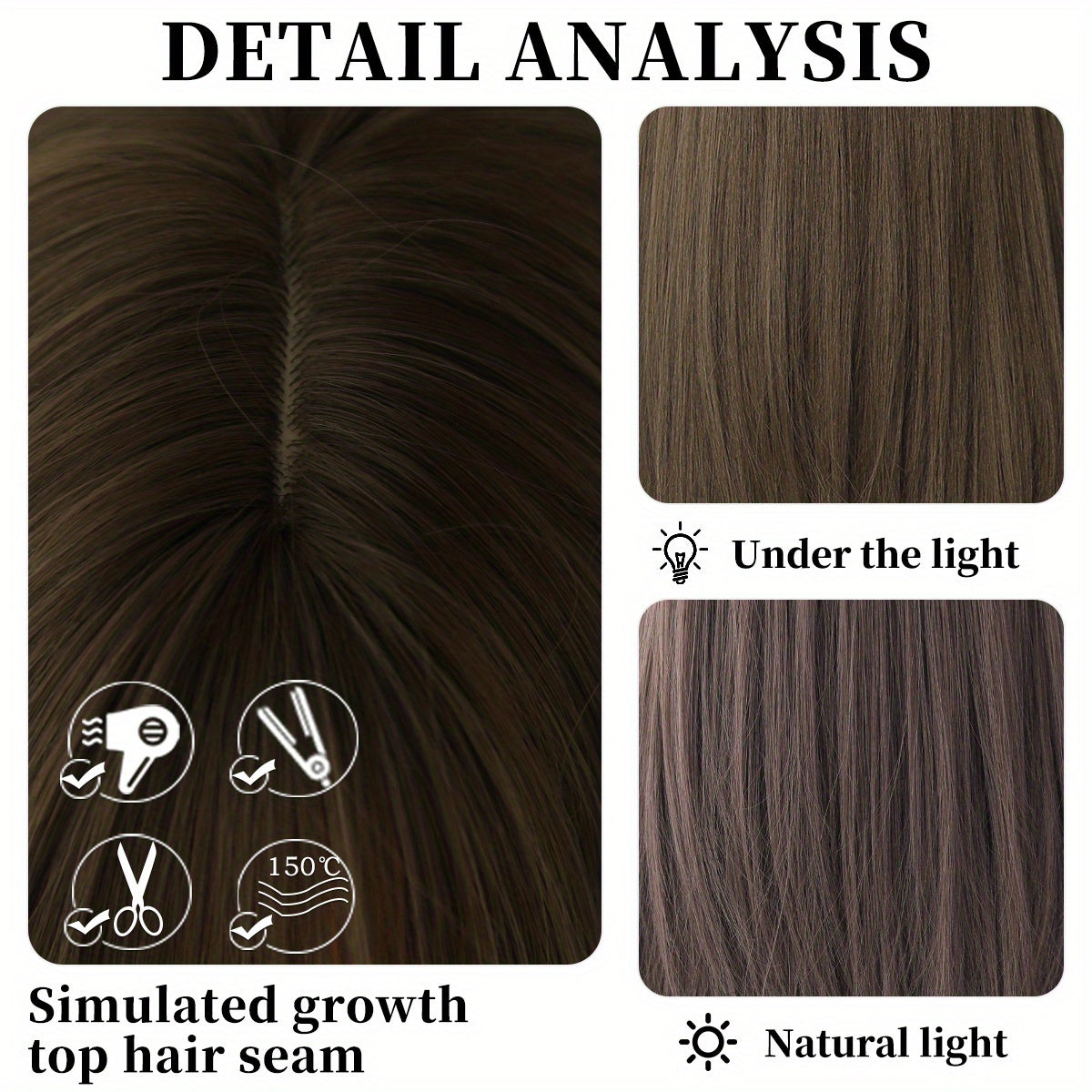 Long Straight Brown Wig For Women Daily Cosplay Use Natural Synthetic Layer Wigs With Bangs Heat Resistant High Quality