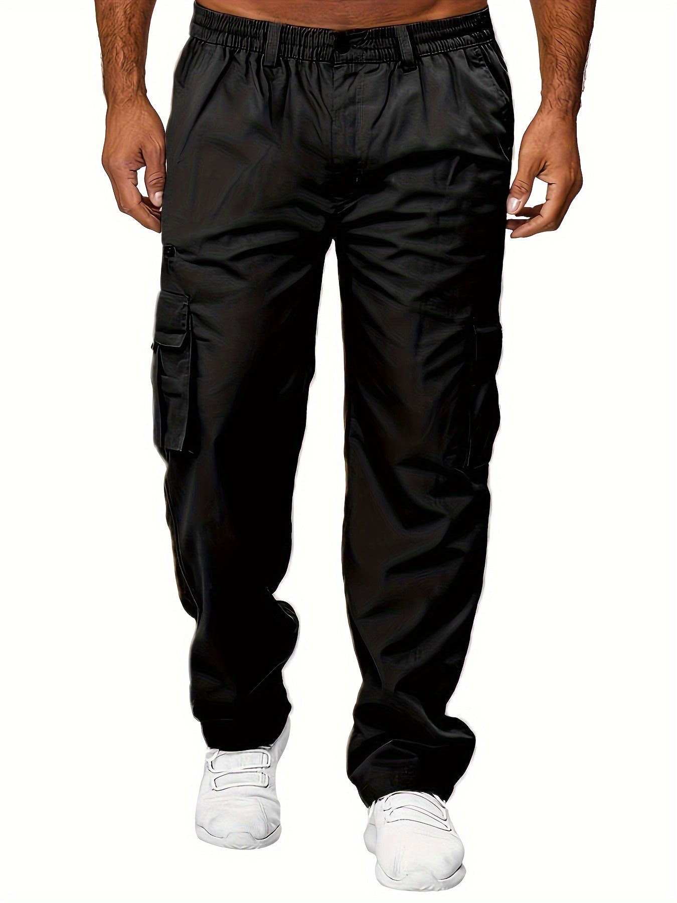 Mens Lightweight Cargo Jogger Pants - Fashionable & Flexible with Secure Flap Pockets - Comfortable Loose Fit for All-Season Casual Wear