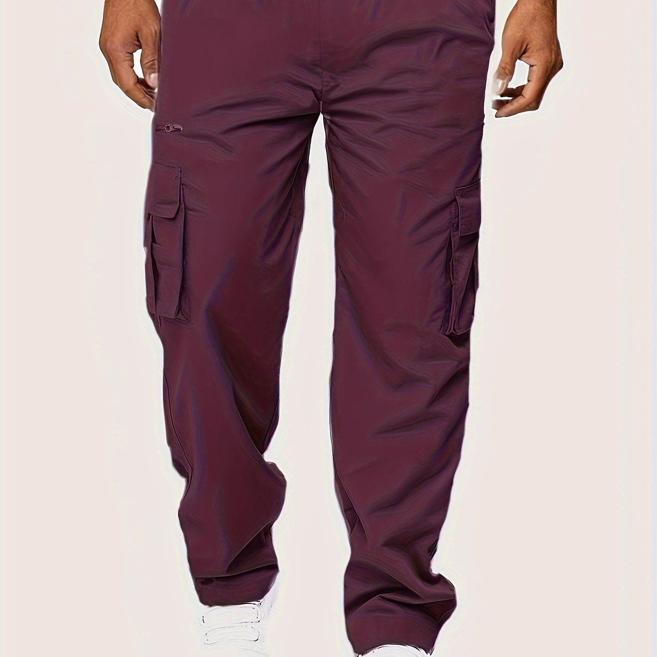 Mens Lightweight Cargo Jogger Pants - Fashionable & Flexible with Secure Flap Pockets - Comfortable Loose Fit for All-Season Casual Wear