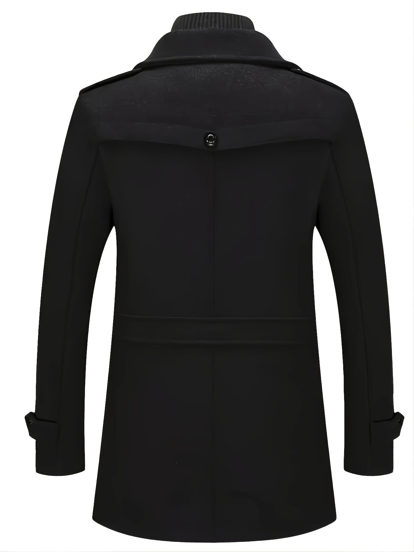 [Stylish Wool Coat] Warm and Durable Men's Coat - Stylish Double Collar Wool-Blend Mid-Length Coat with Zipper & Pockets for Business or Casual Autumn/Winter Outfits