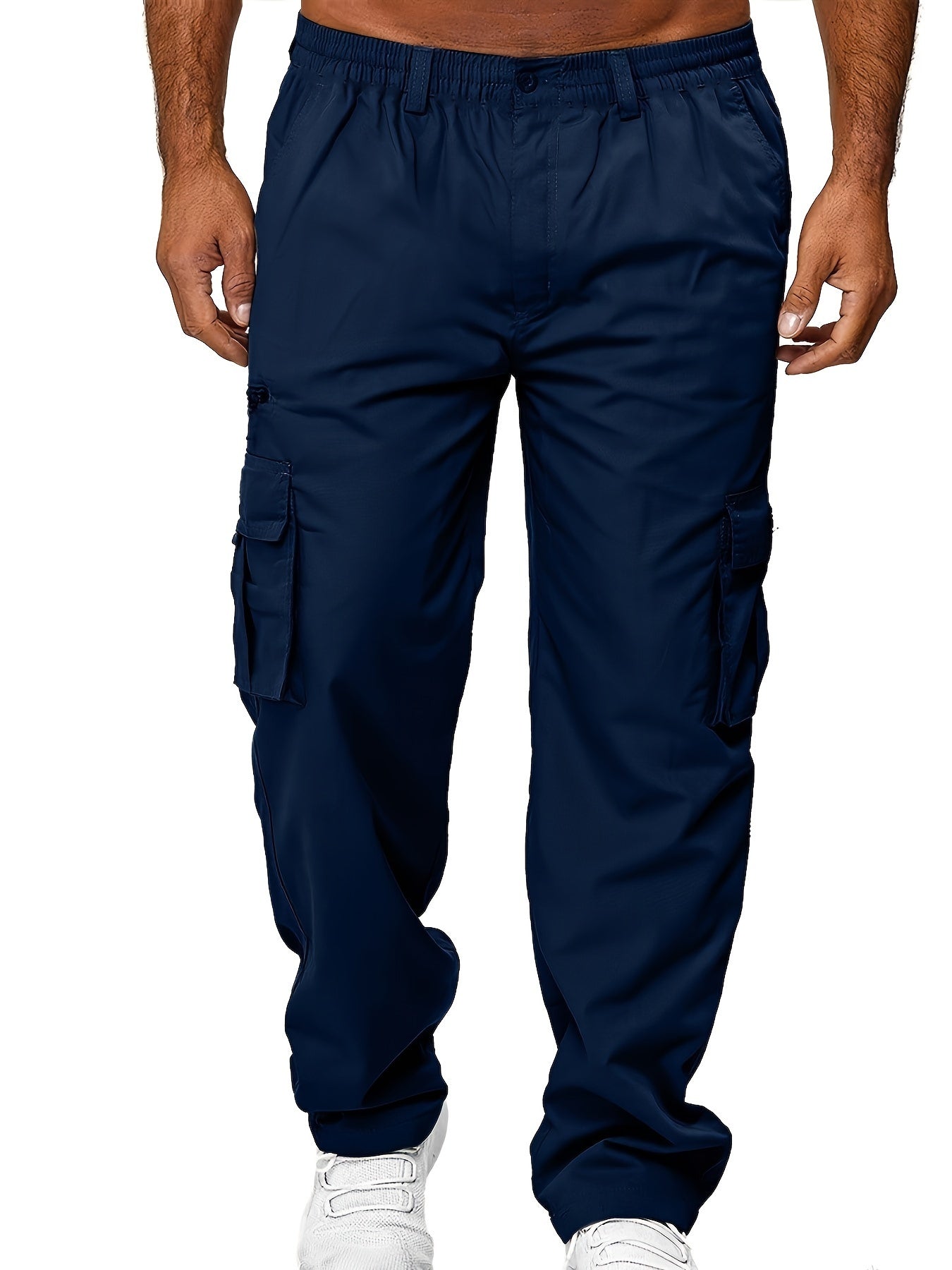 Mens Lightweight Cargo Jogger Pants - Fashionable & Flexible with Secure Flap Pockets - Comfortable Loose Fit for All-Season Casual Wear