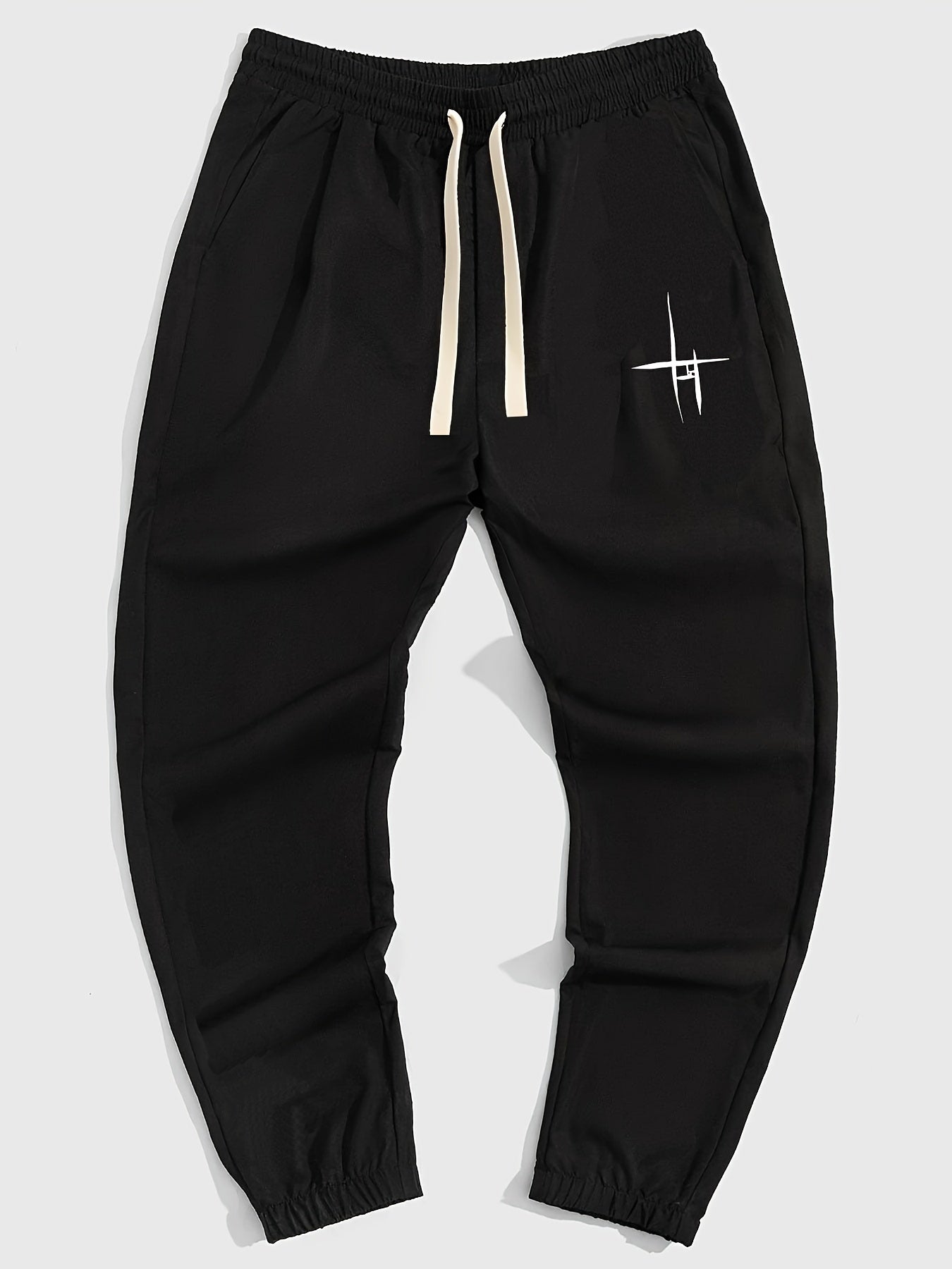 Mens 2 Piece Fashion Outfit Set - Bold Line Pattern Tee & Drawstring Sweatpants - Casual, Comfortable, and Stylish