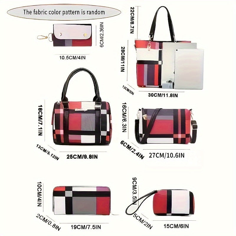 6-Pcs Womens Handbags Tote Bags Shoulder Bag Purses Satchel Bag Top-Handle Handbag Crossbody Bag Wallet Clutch