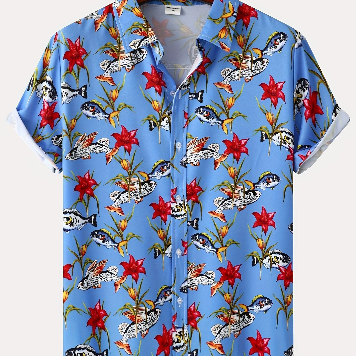 Mens Palm Tree & Lobster Paradise Short Sleeve Hawaiian Shirt - Lightweight, Comfortable, Perfect for Summer Beach Vacations