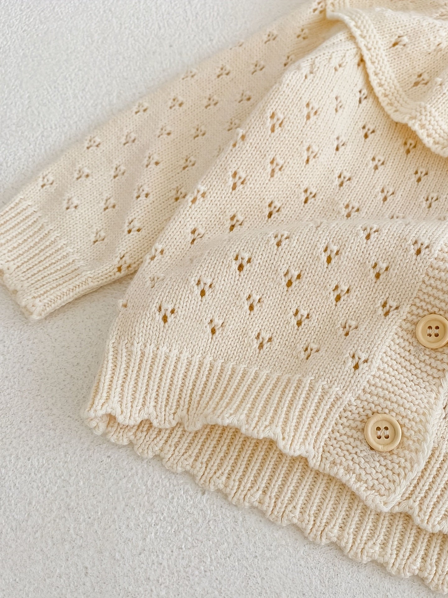 Girls' Jacquard Knit Ruffle Collar Button Long Sleeve Sweater Coat for Fall/Winter Outfits