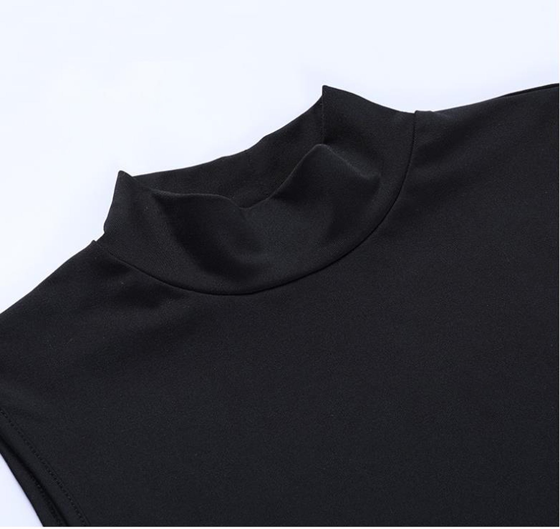 Solid Sleeveless Hollow Out Sexy Dress, High Split High Neck Dress, Women's Clothing