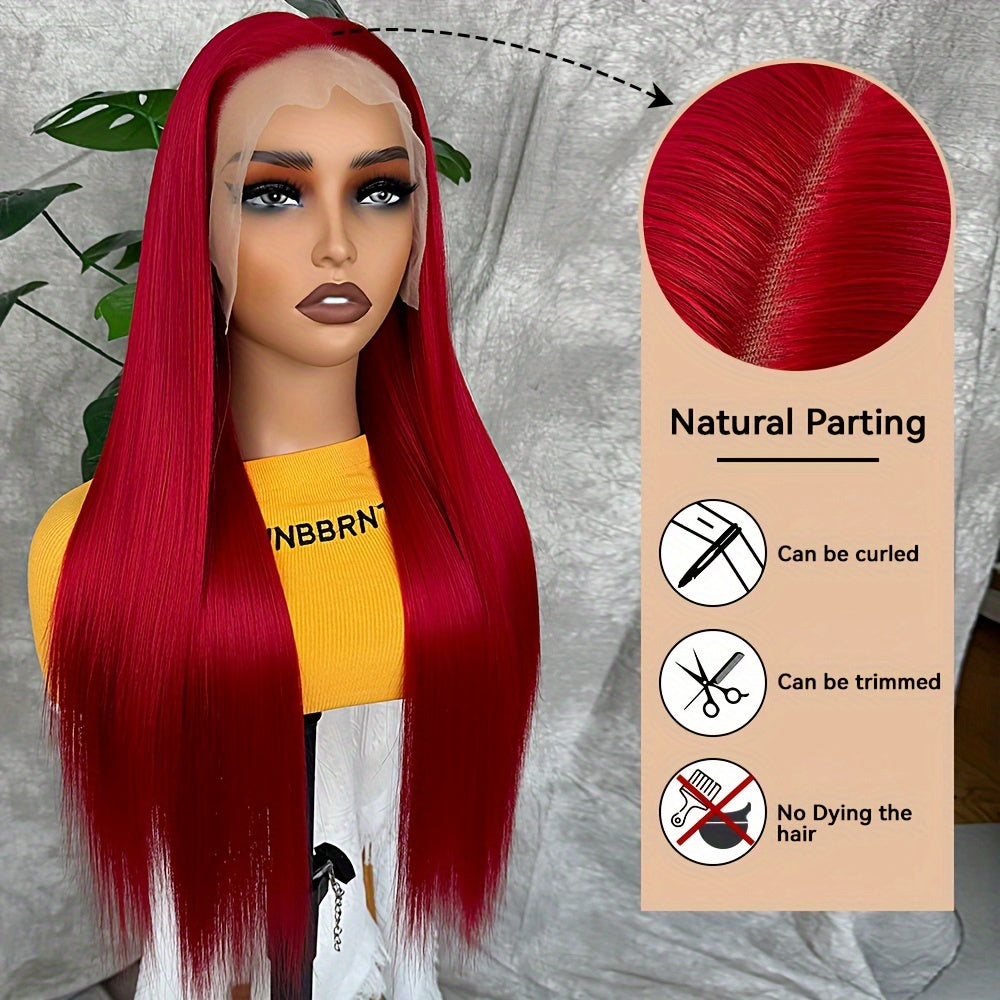 Synthetic 13x6 Lace Front Wigs 180 Density HD Lace Frontal Wigs For Women Long Straight Wigs Straight Hair Heat Resistant Fiber Hair Synthetic Lace Front Wigs 28inch