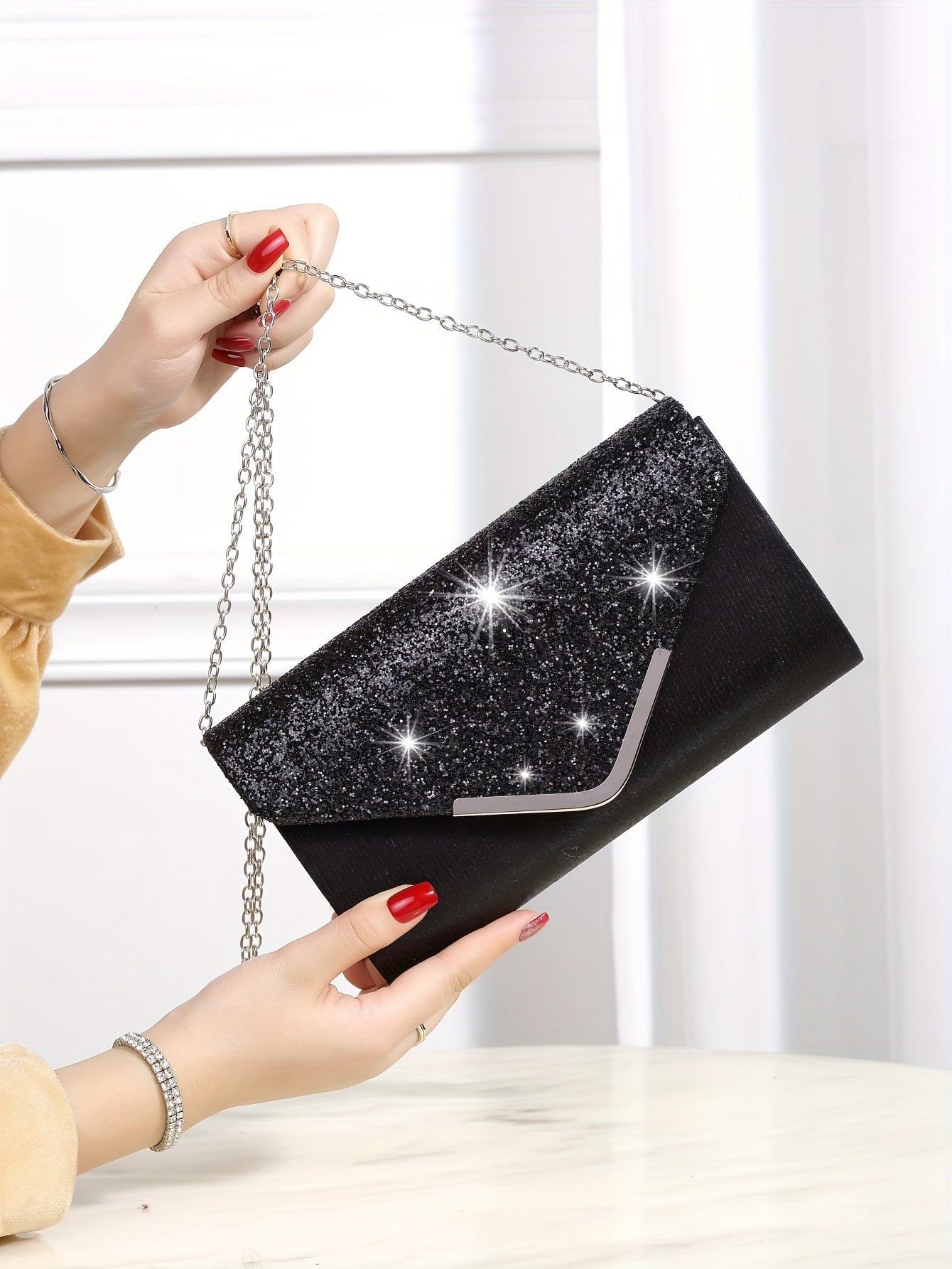 Shining And Charming Ladies' Evening Dress Bag, Fashionable And Elegant Luxury Hand-held Bag And Envelope Bag, Gorgeous Evening Bags For Women's Birthday Parties, Weddings, Dances, And Banquets
