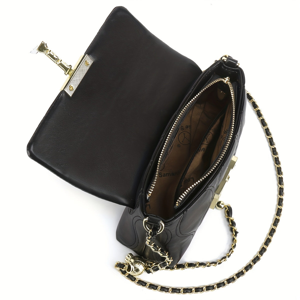 Chic Black Pu Leather Crossbody Bag With Metal Ball Accent - Fashionable Shoulder Purse For Women, Casual Commuter Handbag Purses And Handbags Crossbody Bags For Women