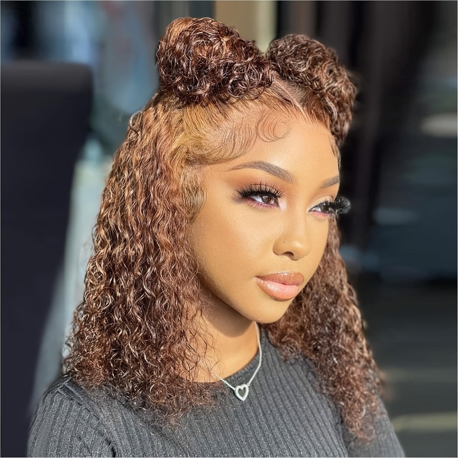 Highlight Curly Bob Wig Human Hair Wig Ombre Lace Front Wig Human Hair Curly Wig Lace Wig Deep Wave Wigs Human Hair Wigs For Women Pre Plucked Bleached Knots 180% Density
