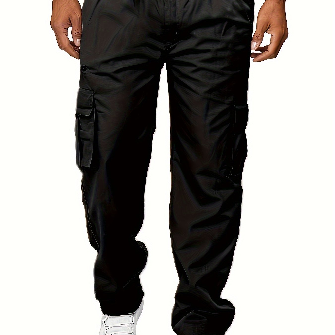 Mens Lightweight Cargo Jogger Pants - Fashionable & Flexible with Secure Flap Pockets - Comfortable Loose Fit for All-Season Casual Wear