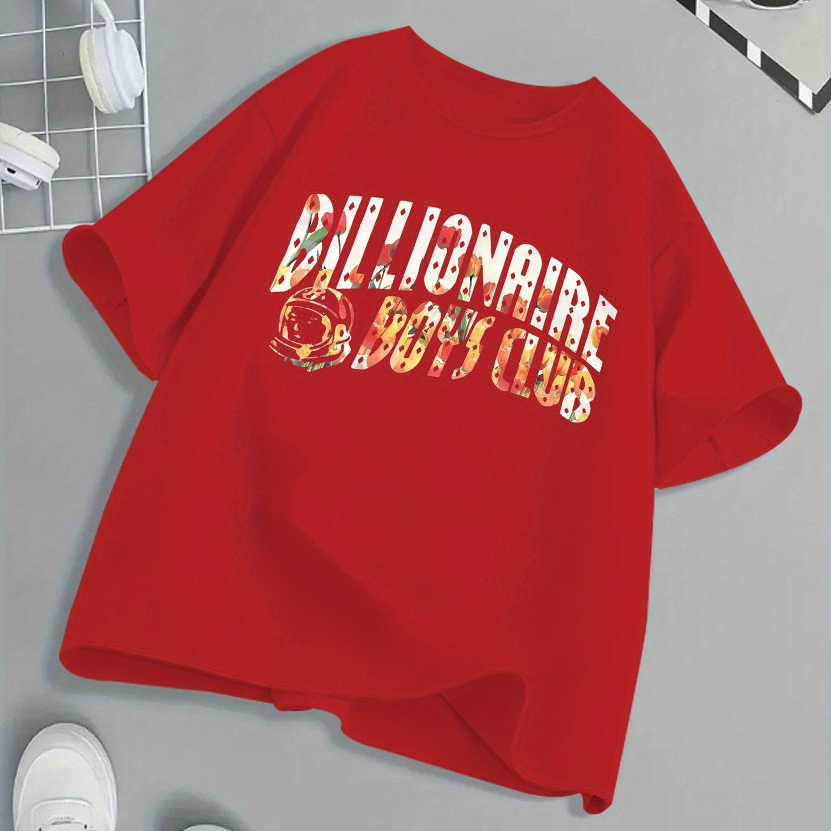 Billionaire Boys Club Floral Print T-Shirt - Bright Yellow, Kids' Summer Essential, 100% Cotton, Loose Fit, Casual Crew Neck, Short Sleeve, Machine Washable, Children's Playwear | Vibrant Kids Fashion | Breathable Fabric, Twe