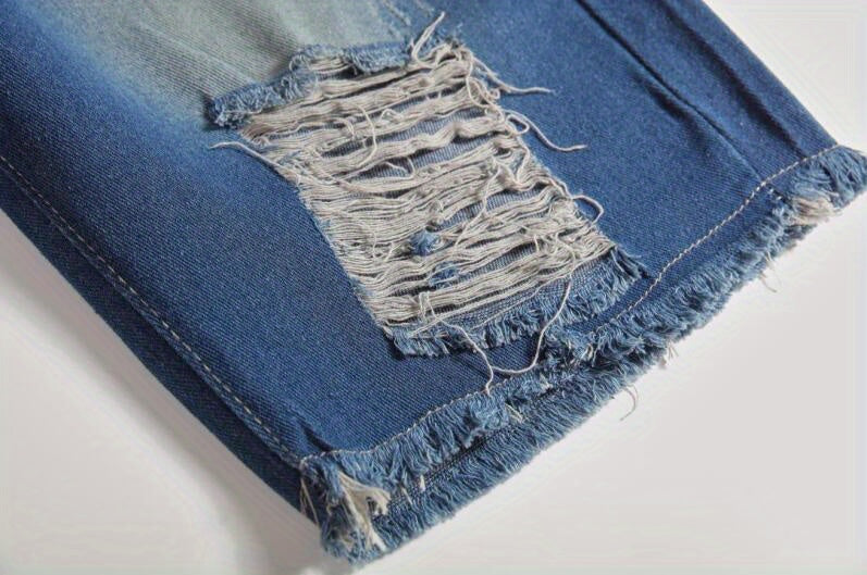 Ripped Avenue Mens Distressed Denim Shorts - Casual Street Style, All-Season Match, Summer Coolness, Comfortable Fit, Trendy Design