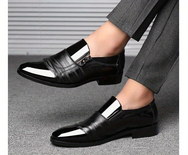 Mens Fashion Zipper Slip-On Shoes - Durable, Anti-Slip & Stylish - Perfect for Business & Casual Wear - Comfortable, Sophisticated Design