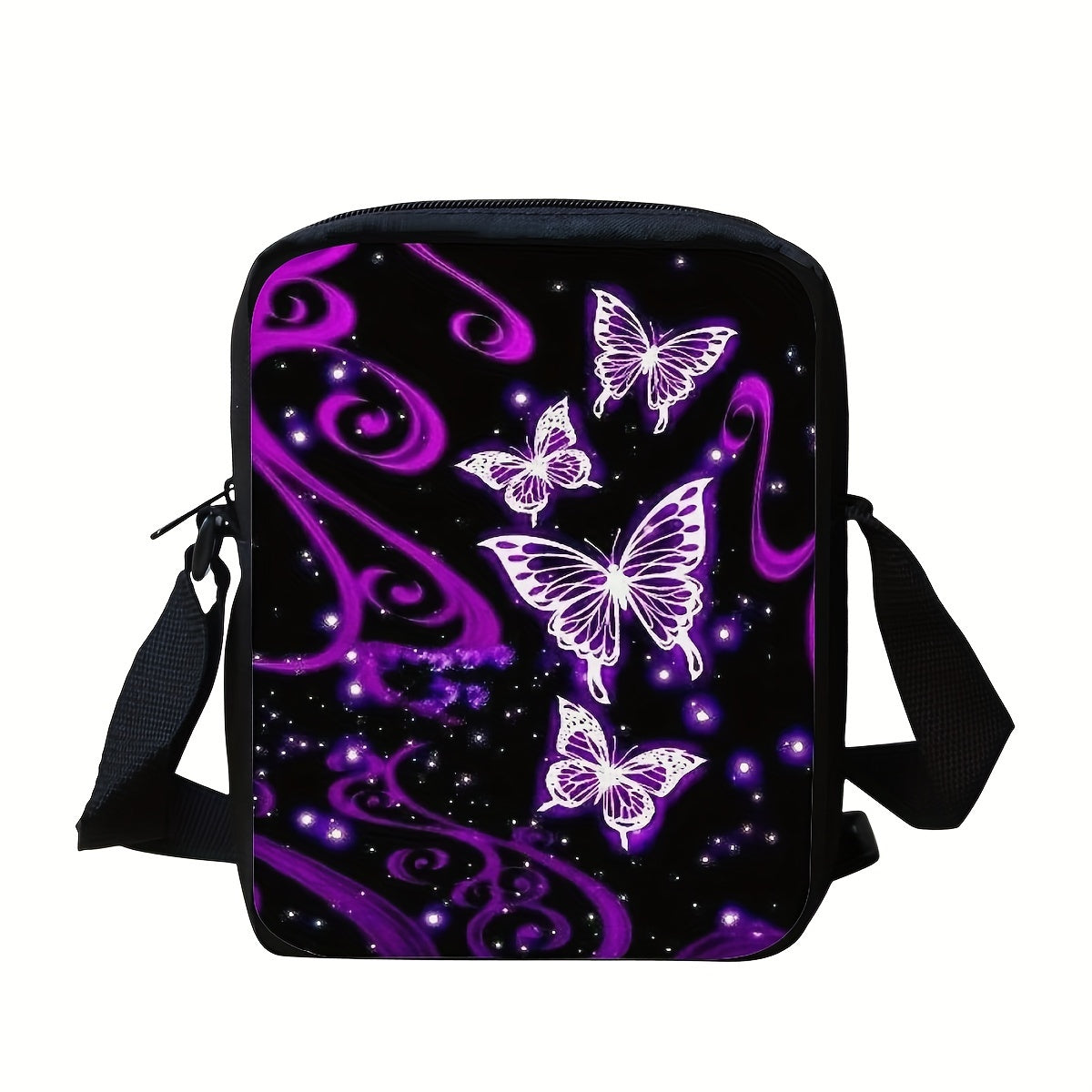 Purple Butterfly Crossbody Bags Outdoor Travel Multifunctional Phone Bag Street Style Cool Messenger Bag