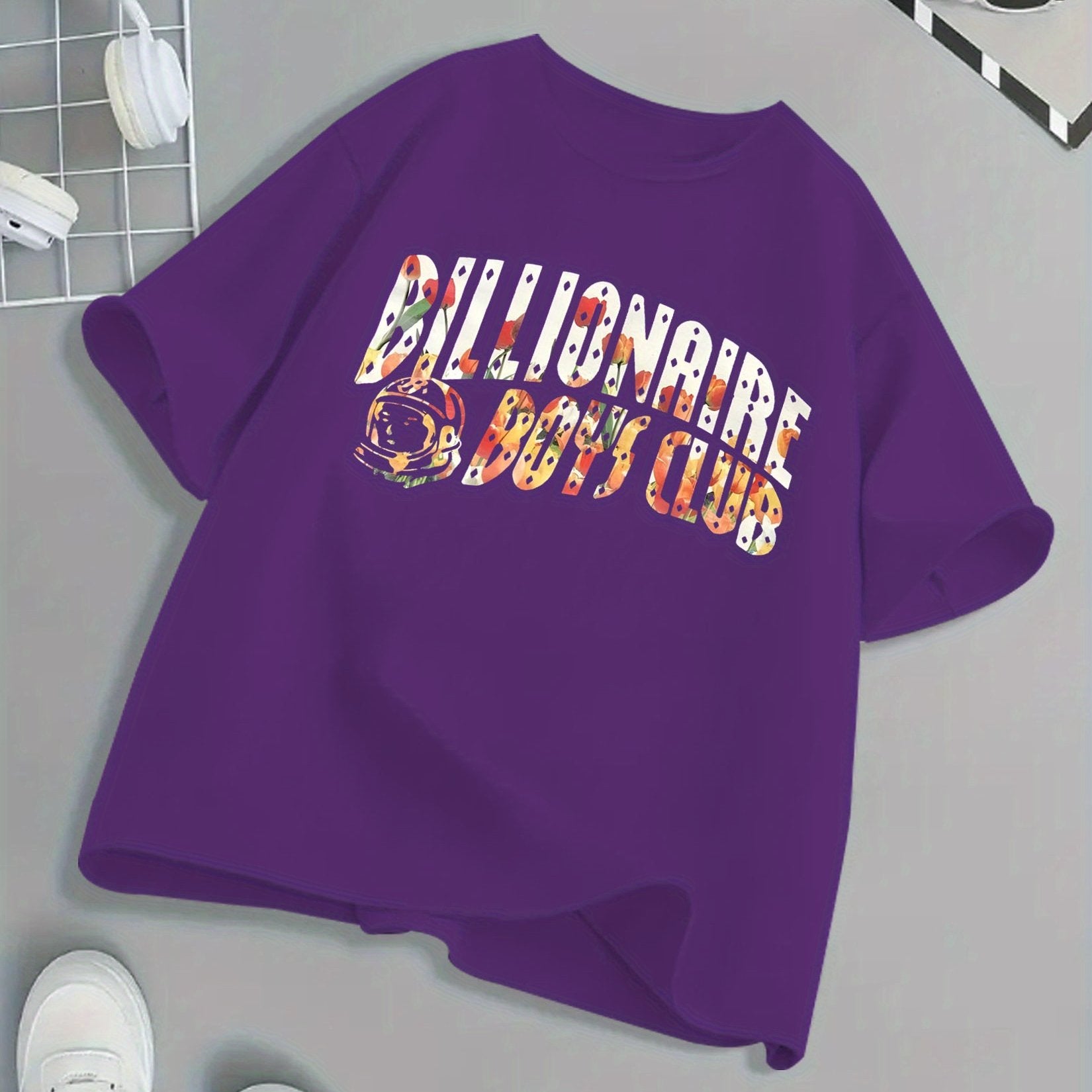 Billionaire Boys Club Floral Print T-Shirt - Bright Yellow, Kids' Summer Essential, 100% Cotton, Loose Fit, Casual Crew Neck, Short Sleeve, Machine Washable, Children's Playwear | Vibrant Kids Fashion | Breathable Fabric, Twe